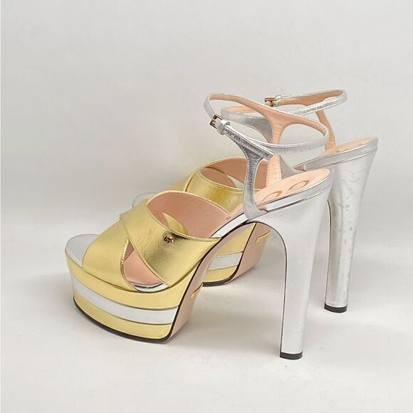 Gucci Women's Crisscross High Heel Platform Sandals size 40 - Picture 10 of 16